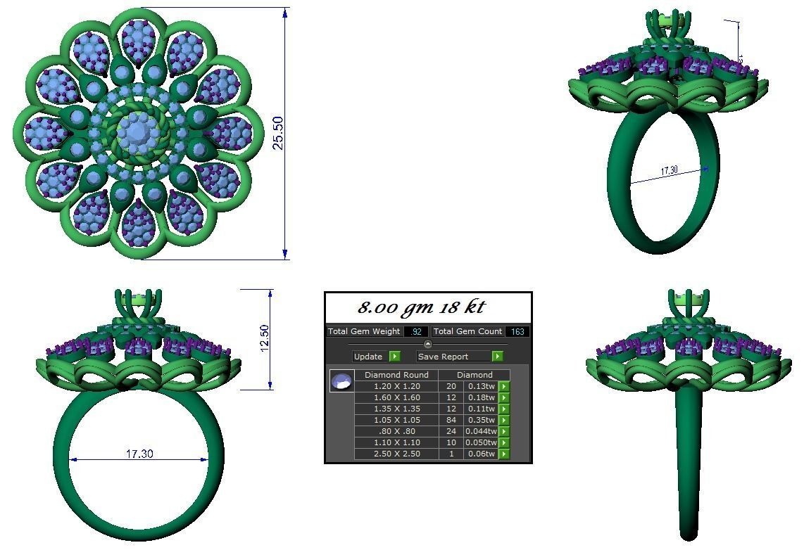 High Jewelry Cocktail Rings 3dm stl render-1 details 3D print model_1