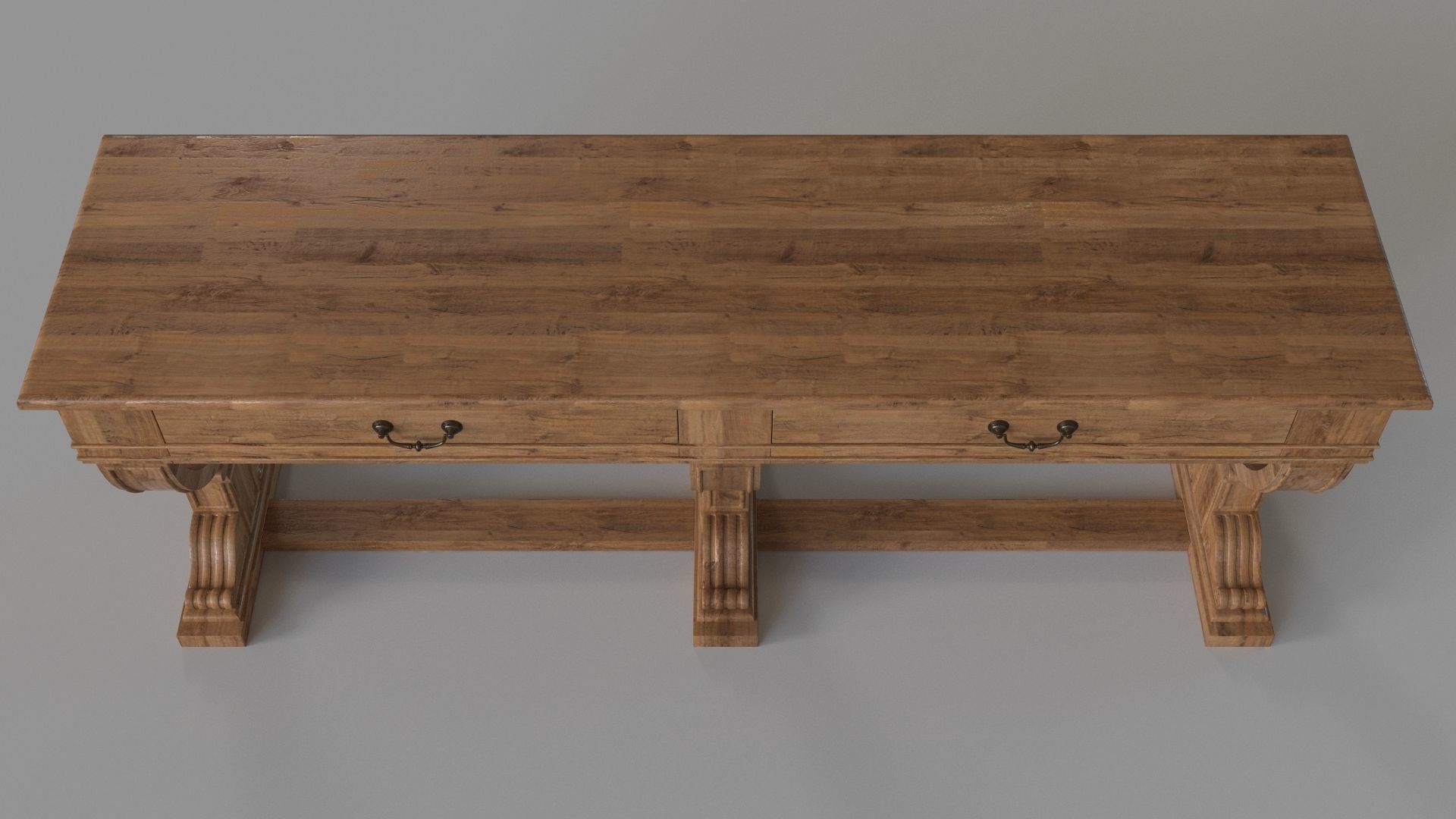 Console Table Waxed Bleached Pine 3D model_3