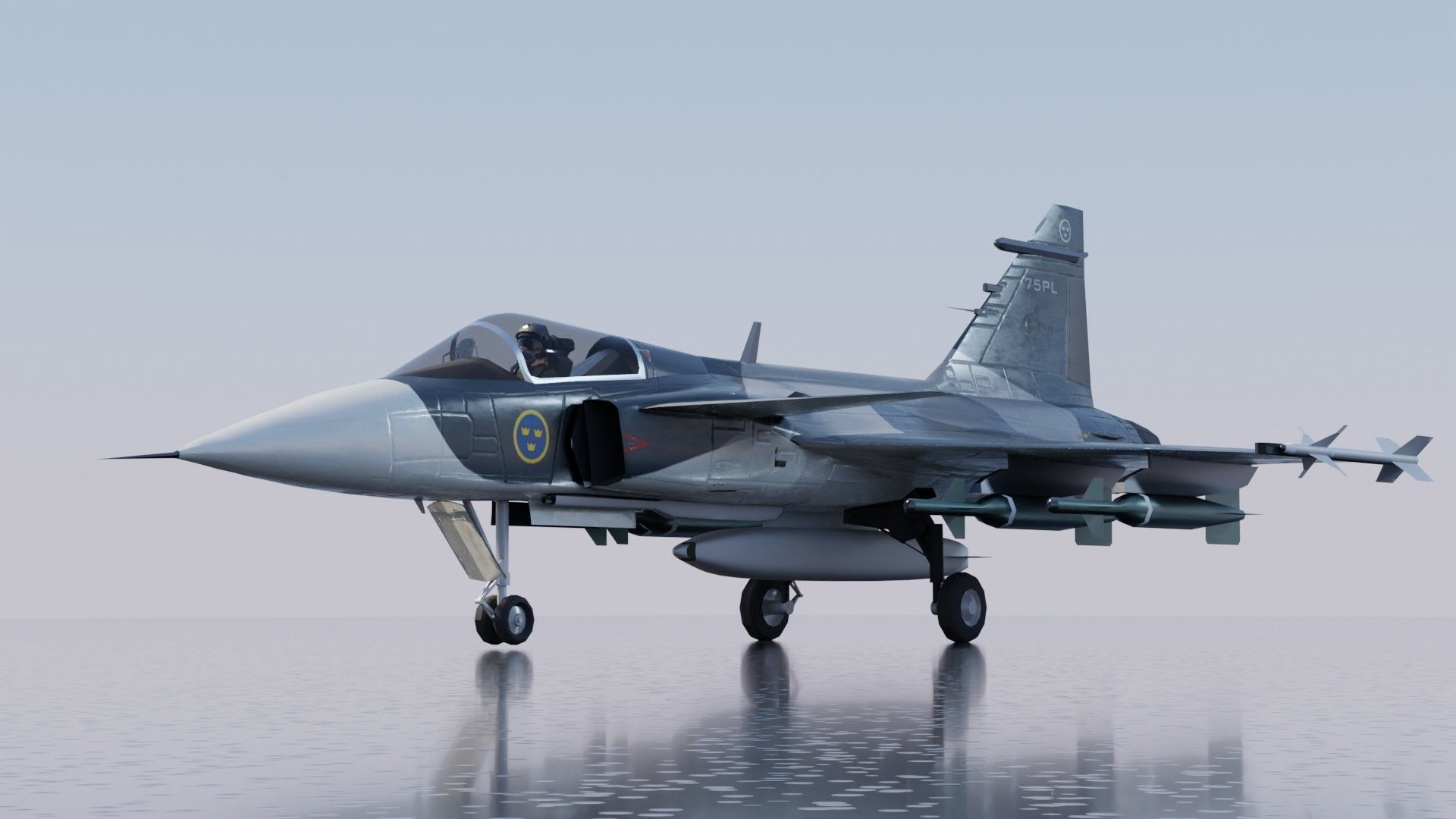 SAAB JAS-39 Gripen Low-poly 3D model_10