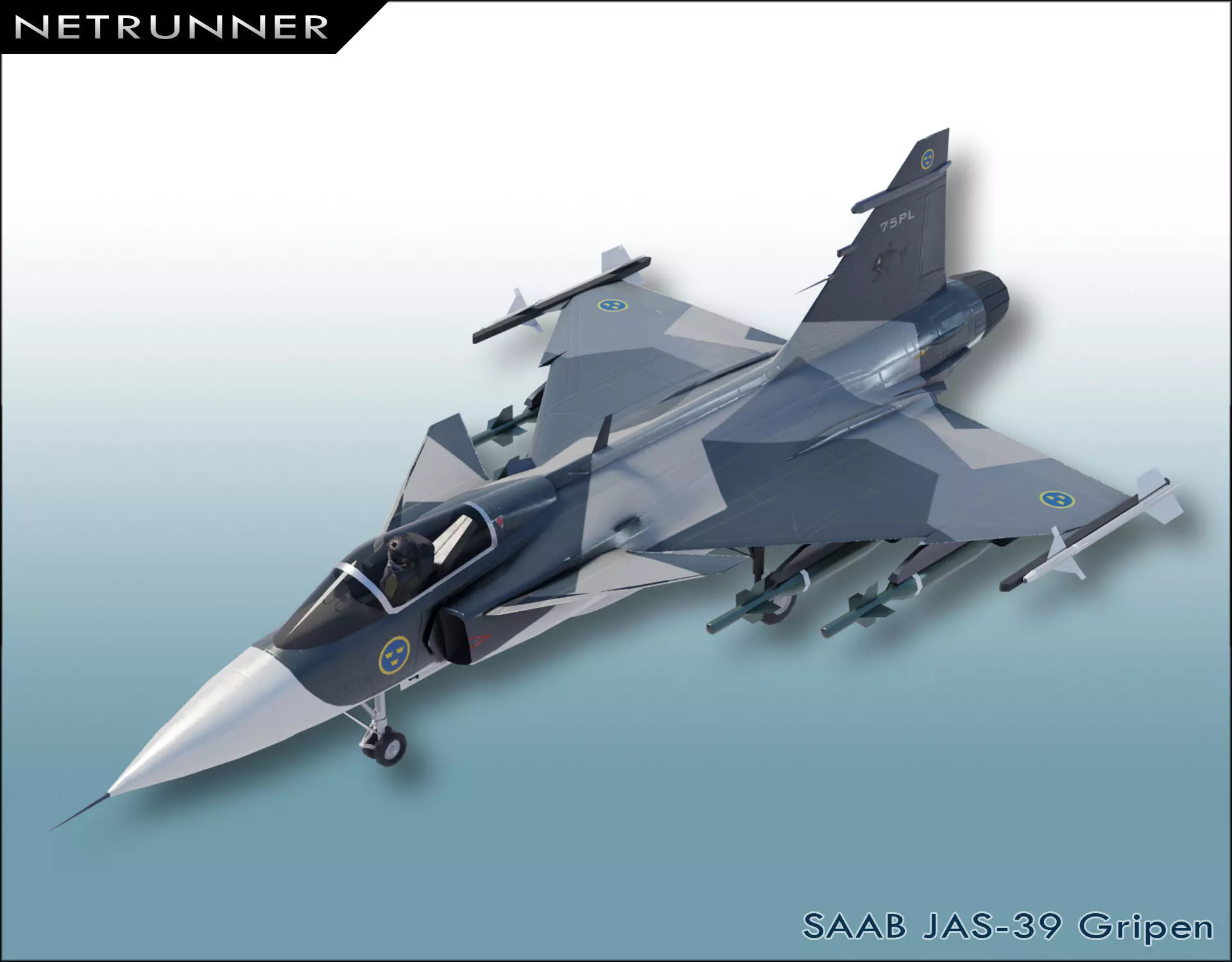 SAAB JAS-39 Gripen Low-poly 3D model_0