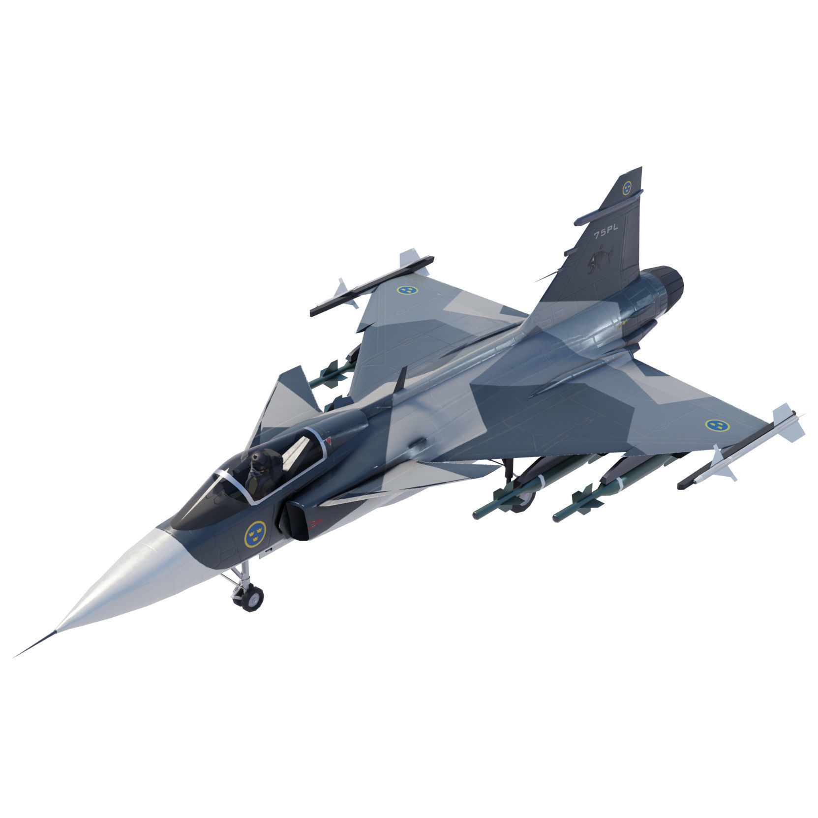 SAAB JAS-39 Gripen Low-poly 3D model_2