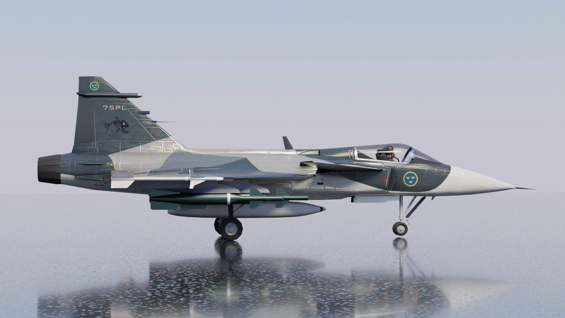 SAAB JAS-39 Gripen Low-poly 3D model_7