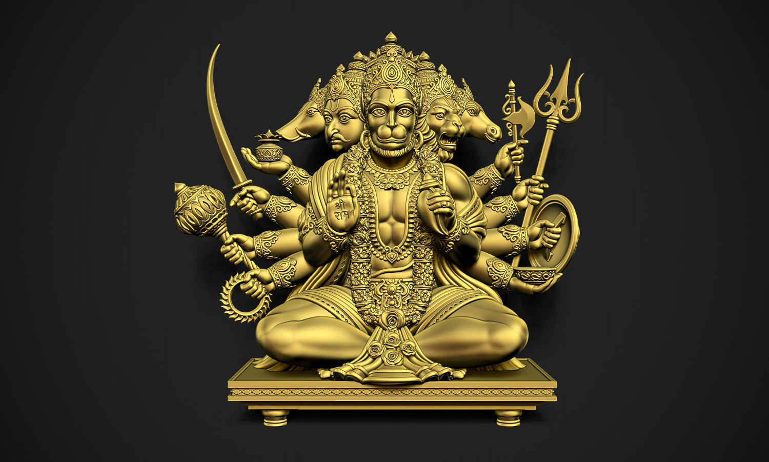 Panchmukhi Hanuman 3D print model_15