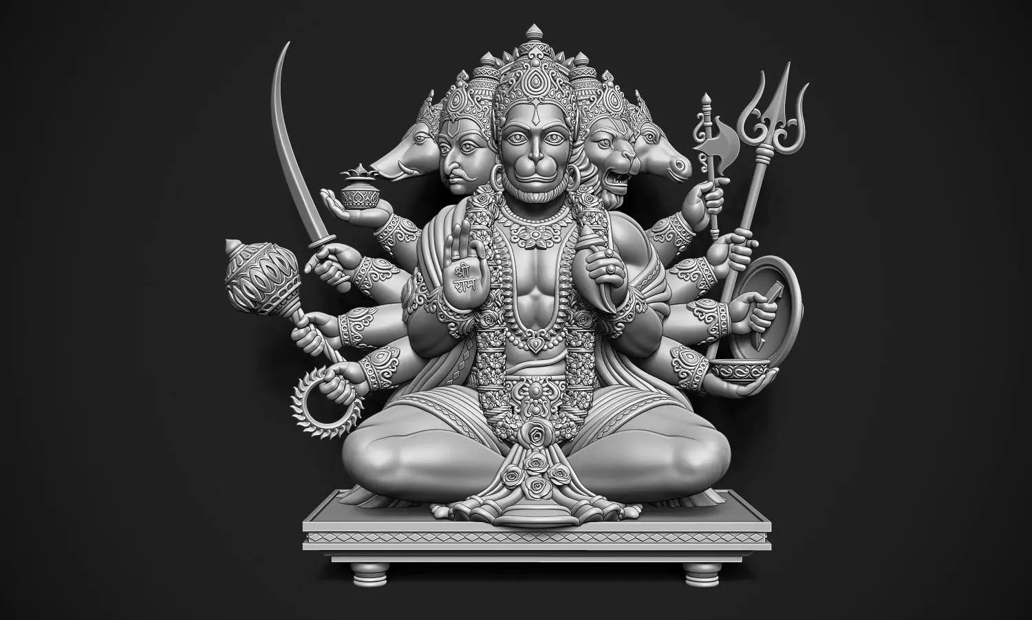 Panchmukhi Hanuman 3D print model_0