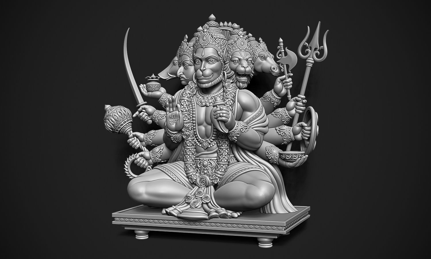 Panchmukhi Hanuman 3D print model_3