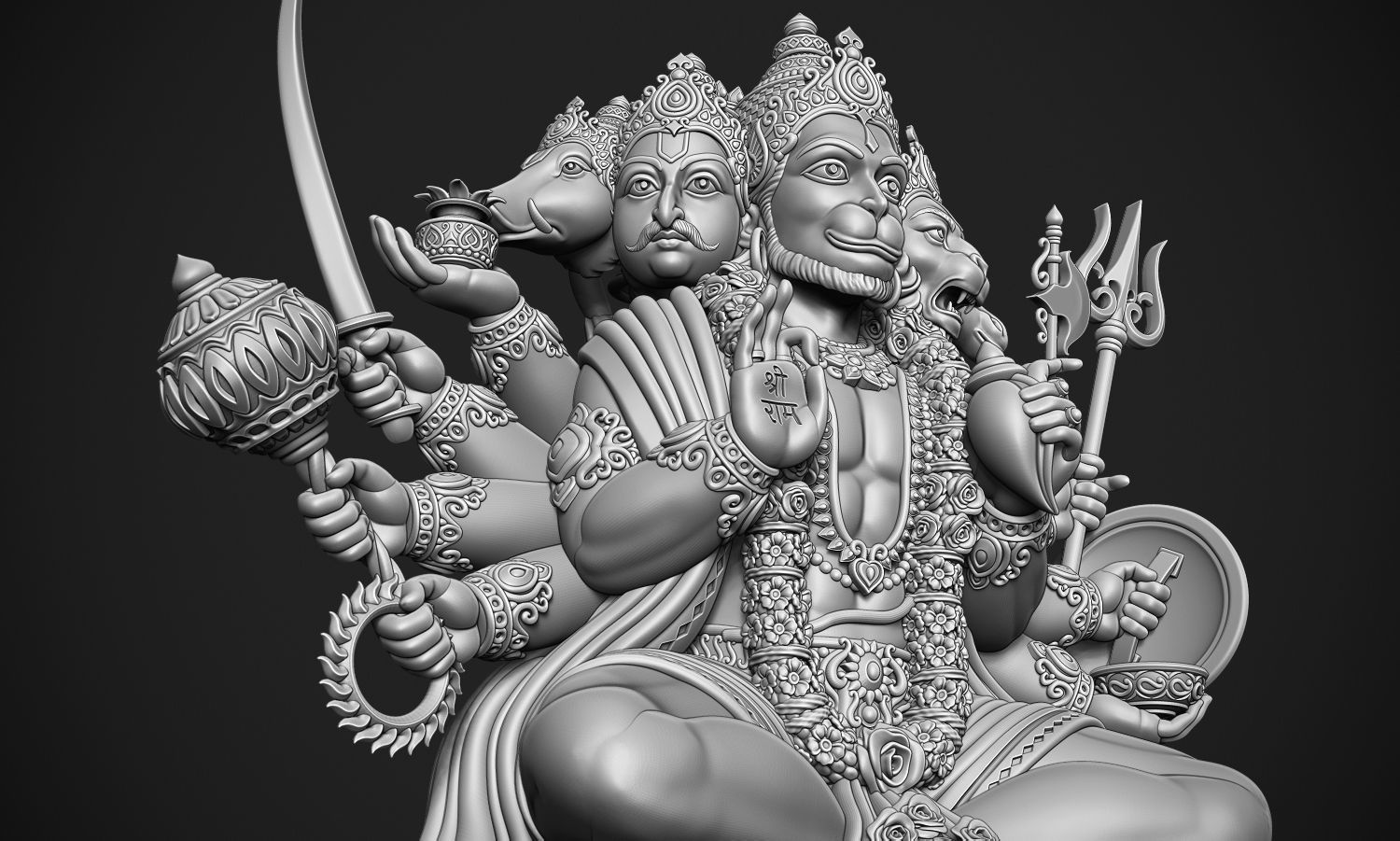Panchmukhi Hanuman 3D print model_10