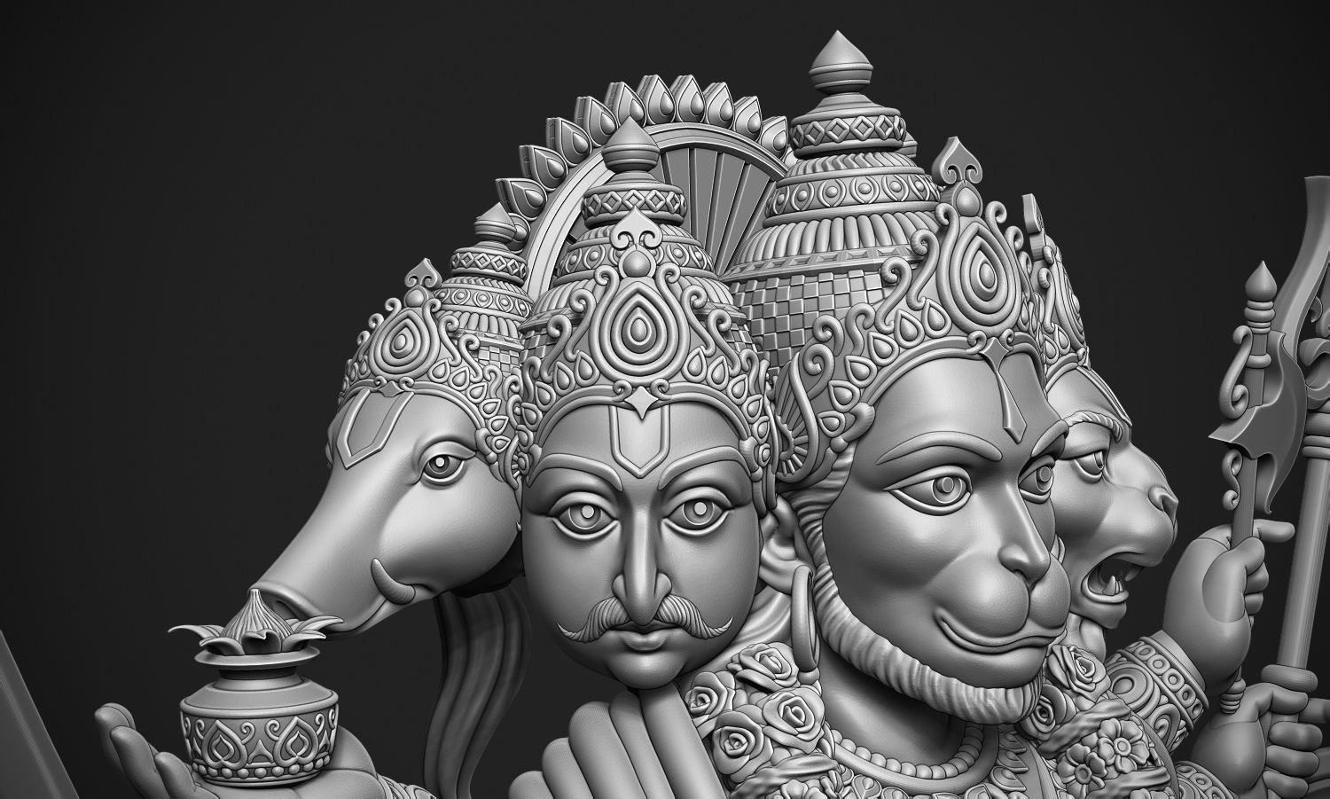 Panchmukhi Hanuman 3D print model_8