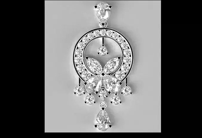 diamond pendant earrings set