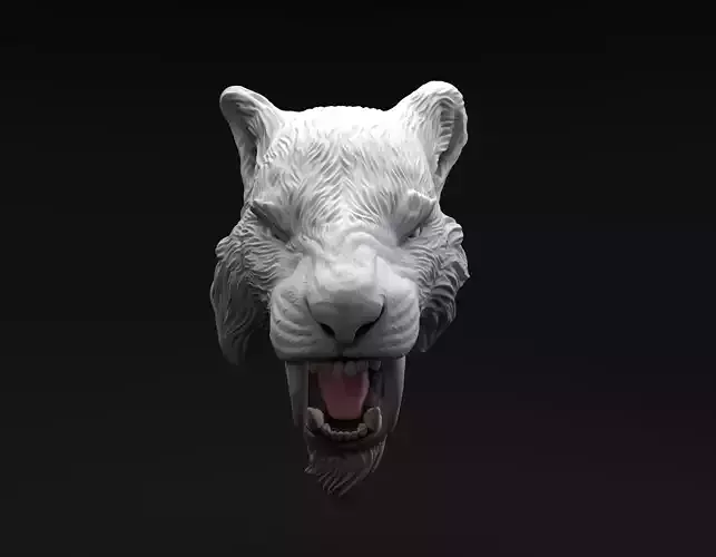 Smilodon Sabertooth tiger head intended for 3D printing