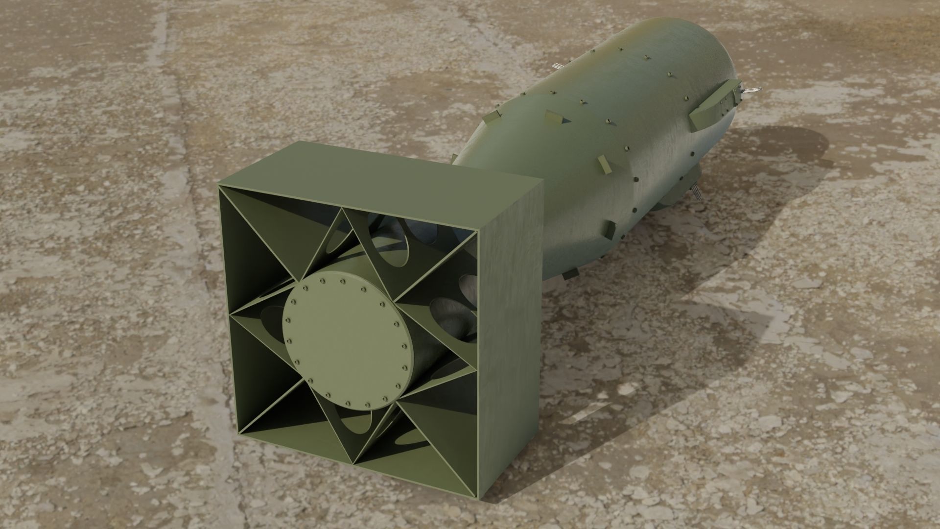 Little Boy nuclear bomb Low-poly 3D model_4