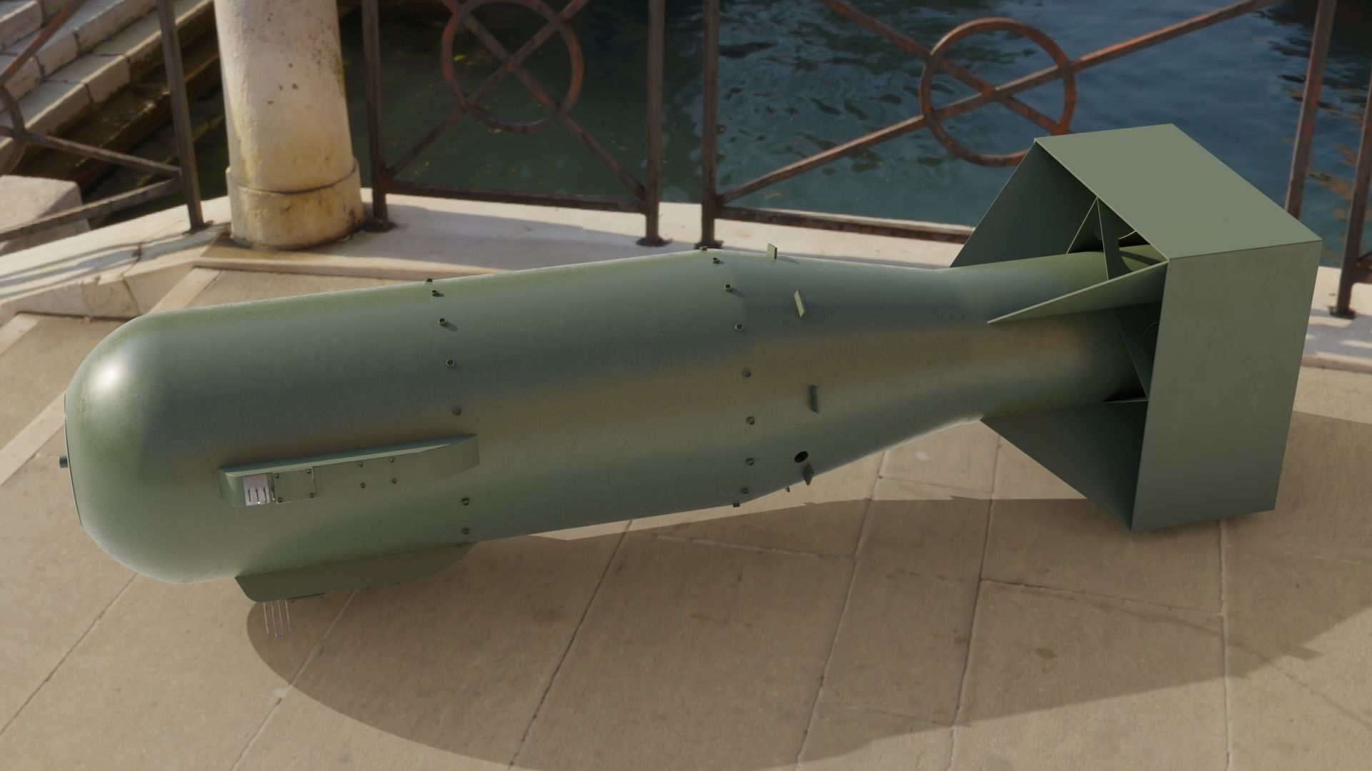Little Boy nuclear bomb Low-poly 3D model_6