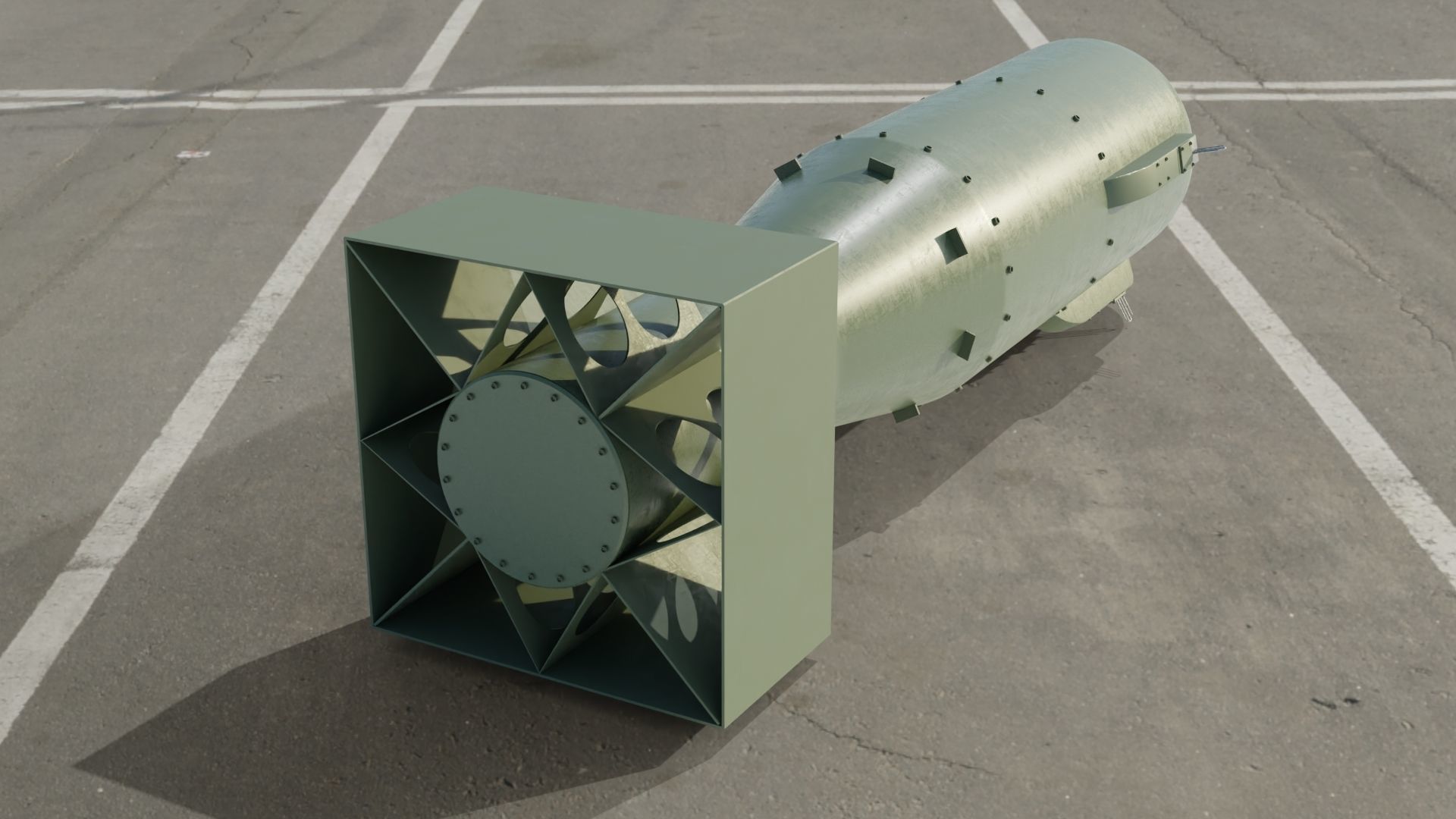 Little Boy nuclear bomb Low-poly 3D model_8