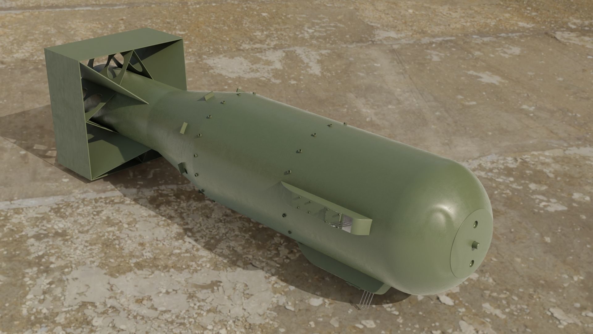Little Boy nuclear bomb Low-poly 3D model_2