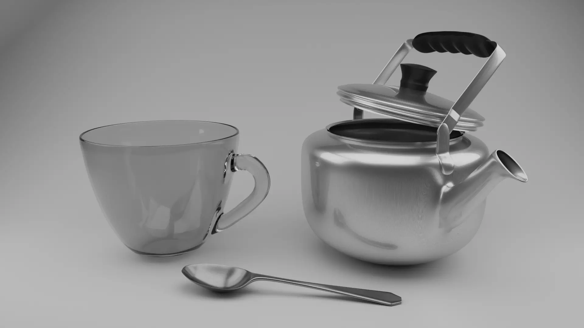 Tea Set glass cup with spoon Free 3D model