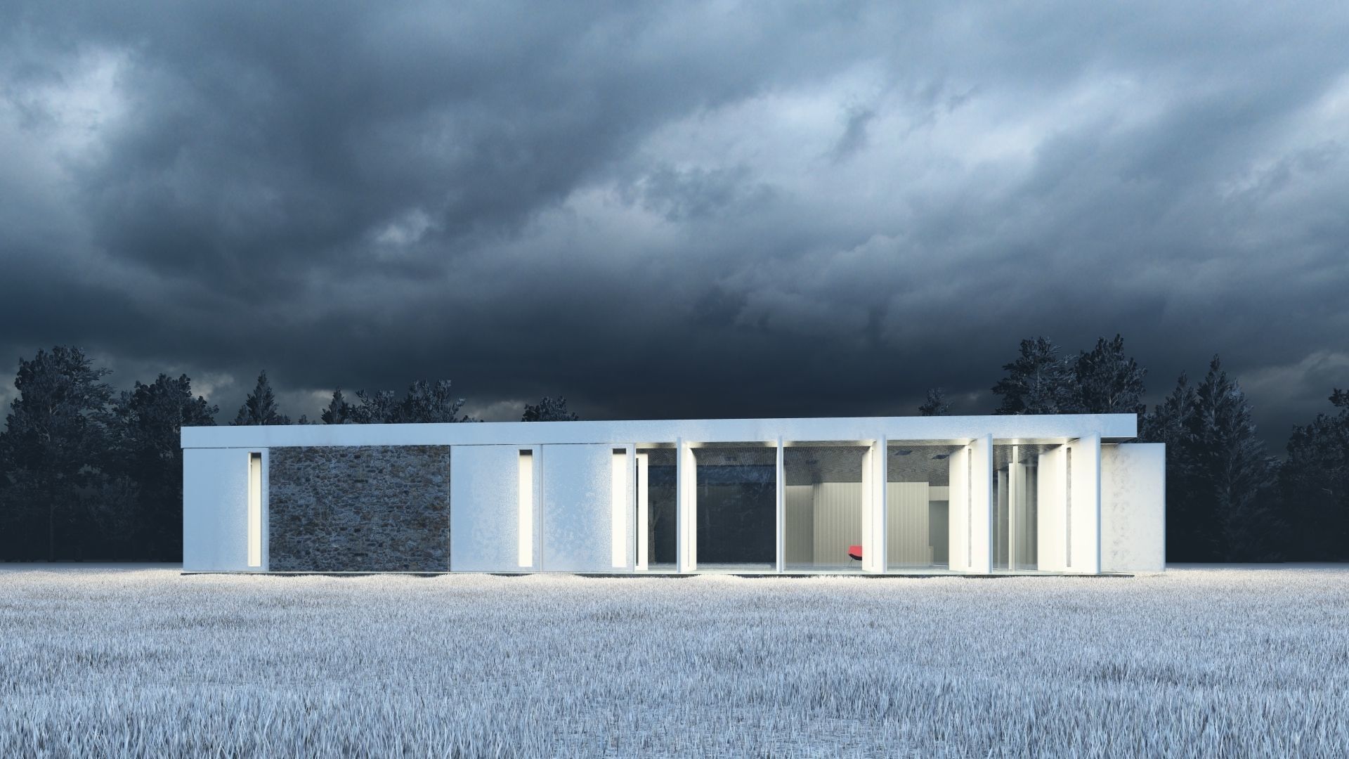 Modern Transparent House 3D model_3