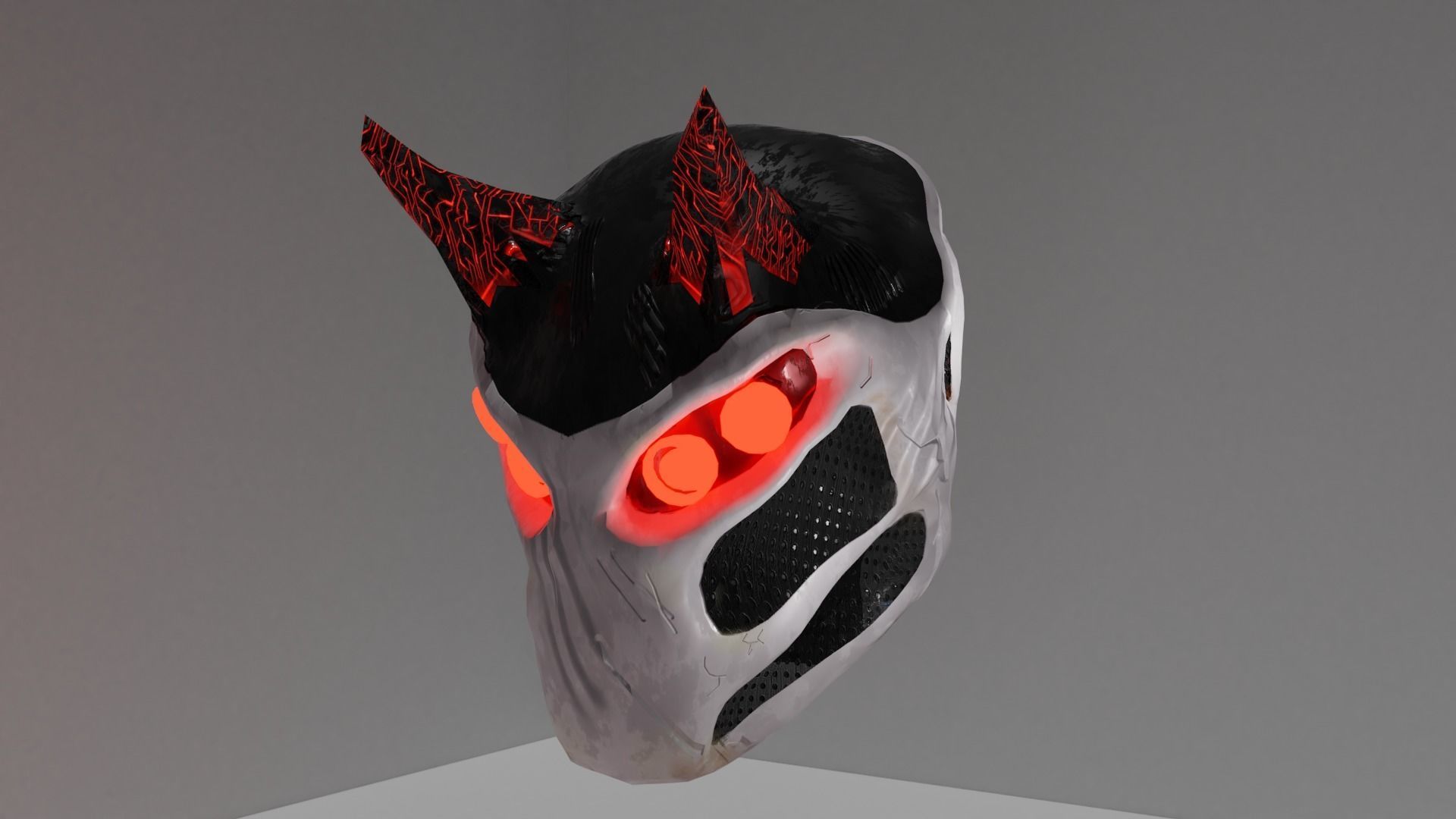 space helmet with horns Low-poly 3D model_1