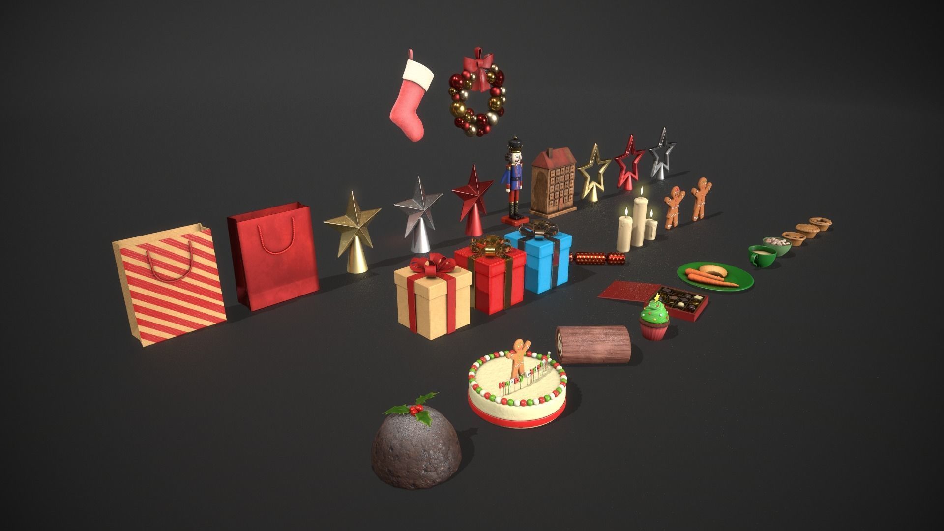 Christmas Props Pack - 25 Unique Assets Low-poly 3D model_2