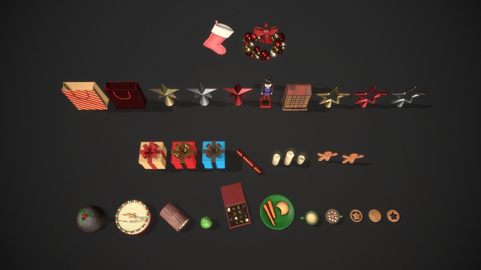 Christmas Props Pack - 25 Unique Assets Low-poly 3D model_3
