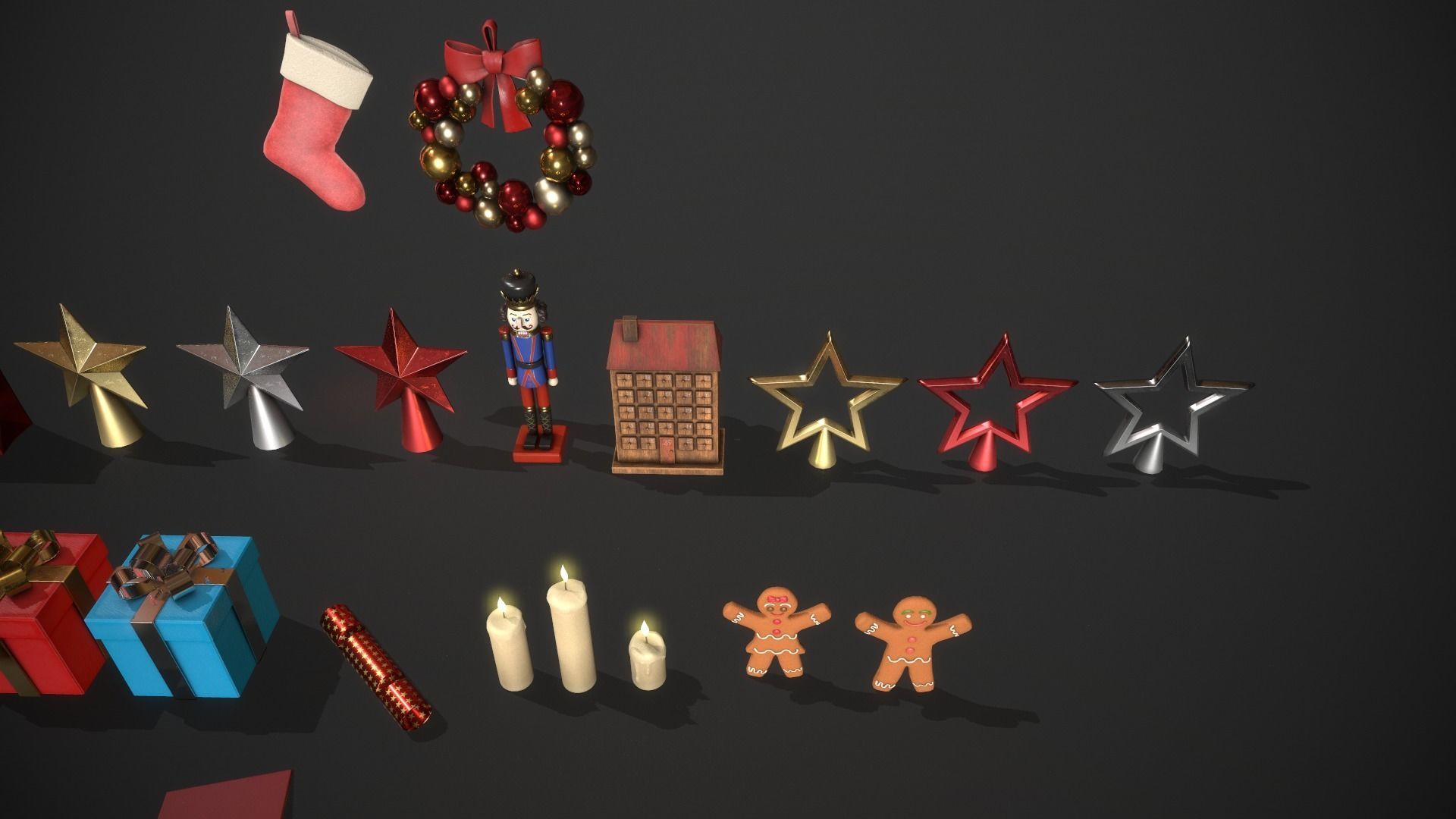 Christmas Props Pack - 25 Unique Assets Low-poly 3D model_10