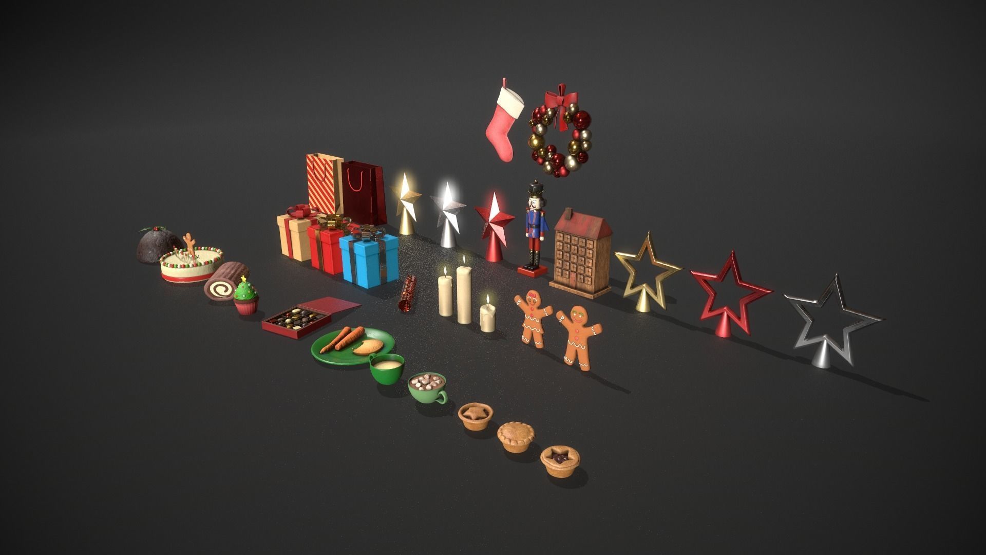 Christmas Props Pack - 25 Unique Assets Low-poly 3D model_4