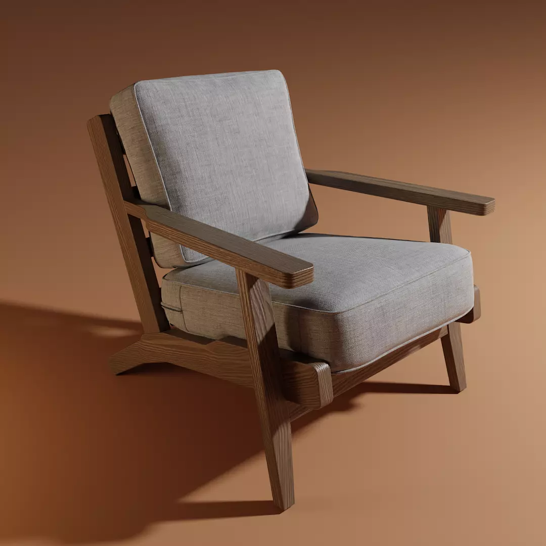 Wooden armchair 3D model
