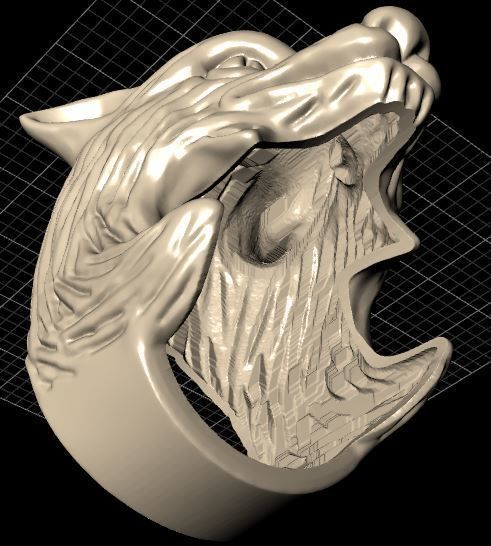 wolf Ring 3D print model_6