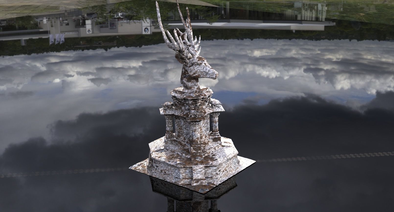 Reindeer Bust statue  3D model_2