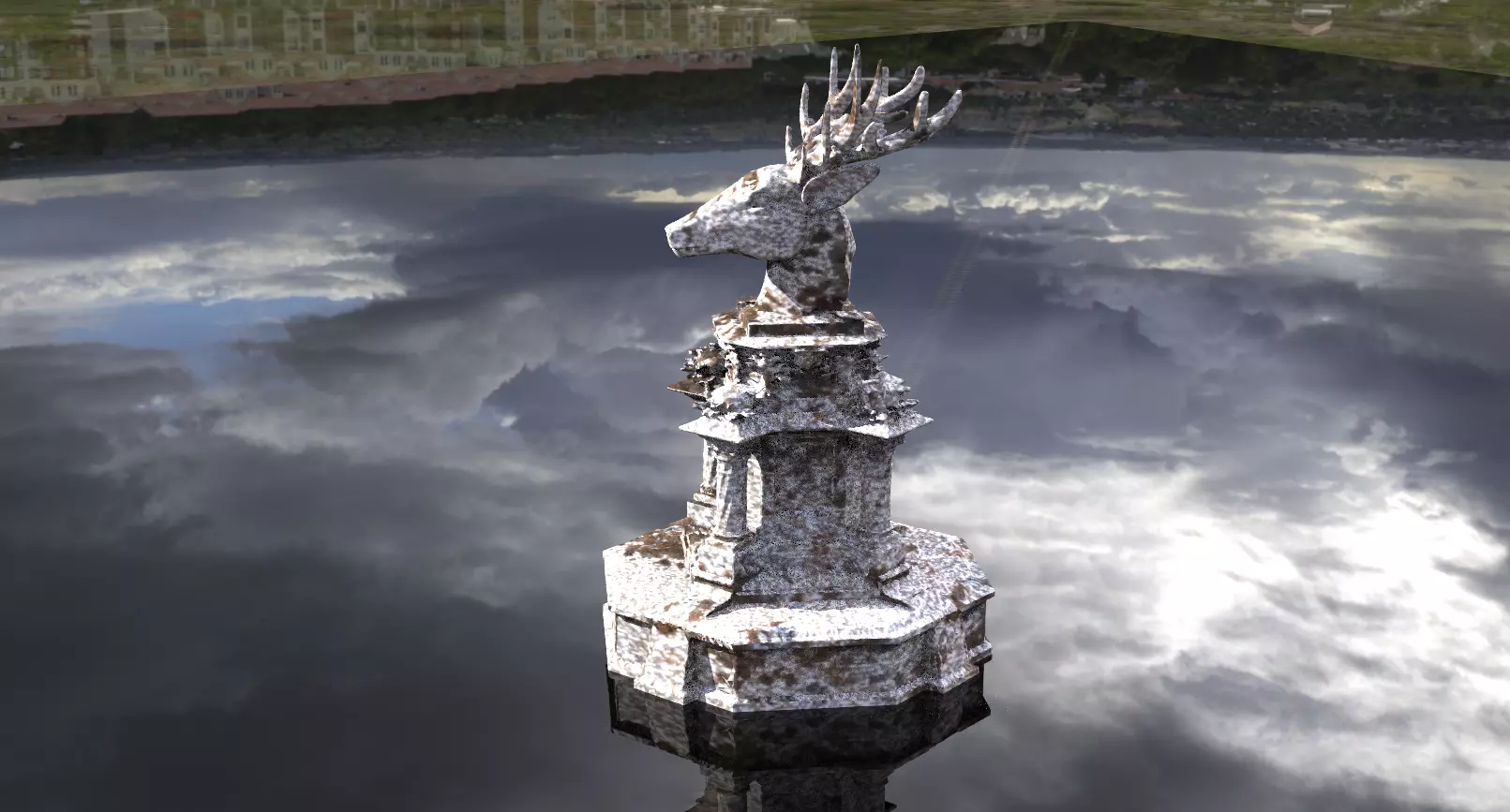 Reindeer Bust statue  3D model_0