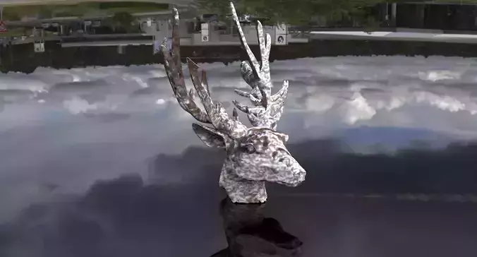 Reindeer Bust statue  single 3D model