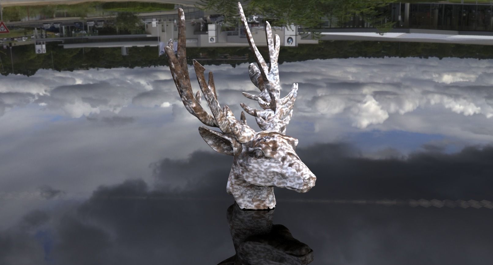 Reindeer Bust statue  single 3D model_1
