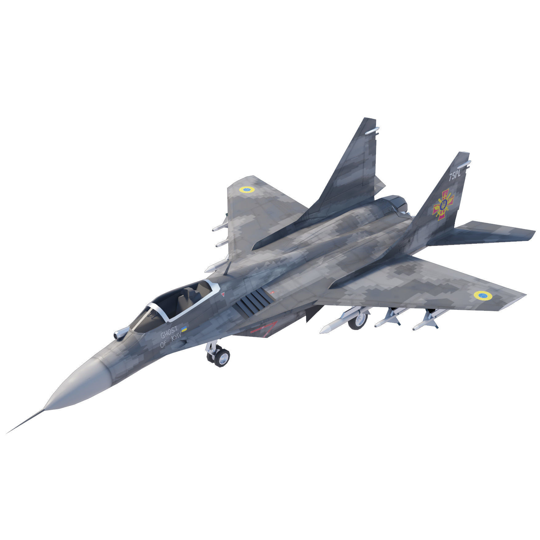 MIG-29 Fulcrum Ghost of Kyiv Low-poly 3D model_2