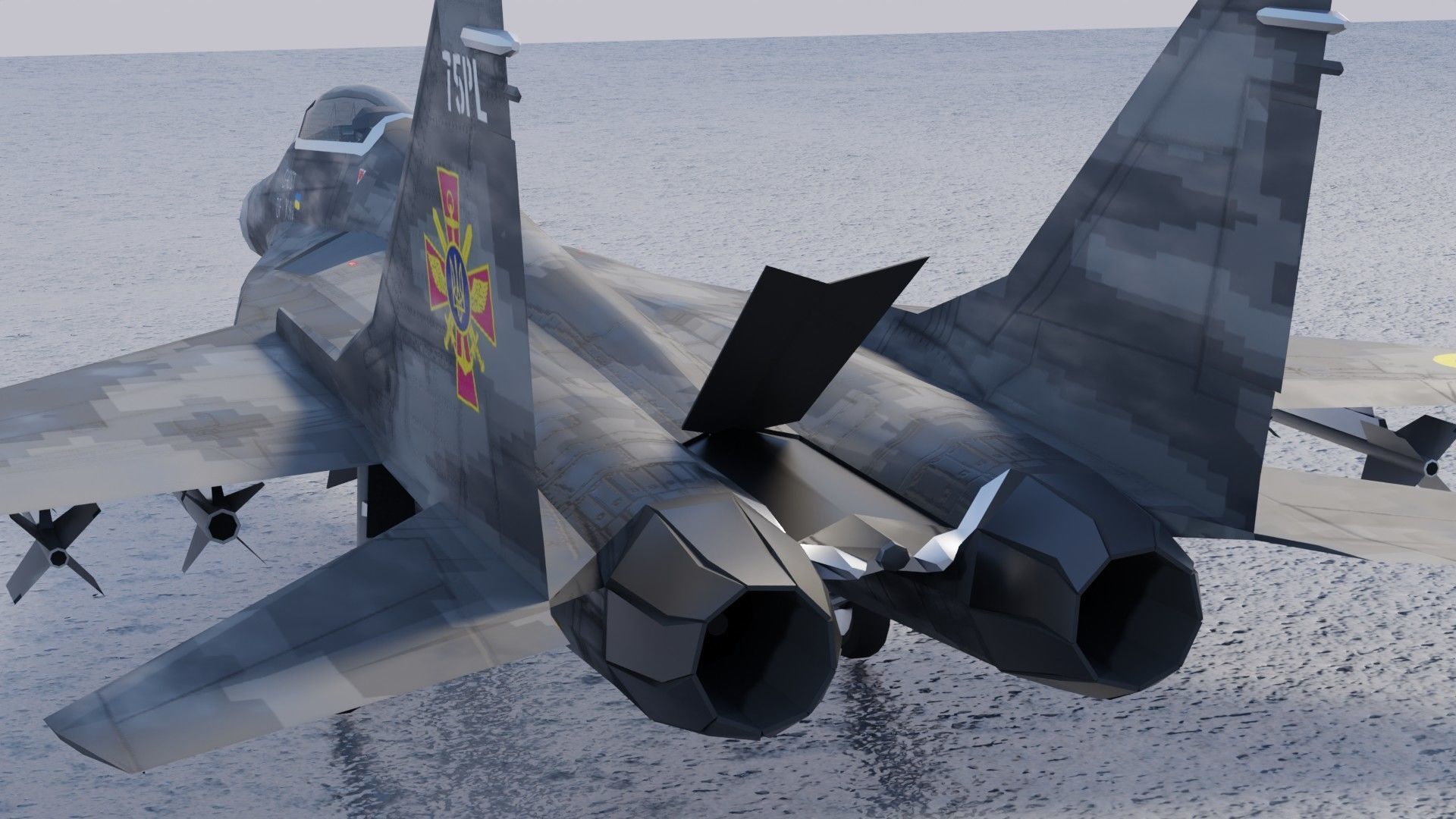 MIG-29 Fulcrum Ghost of Kyiv Low-poly 3D model_22