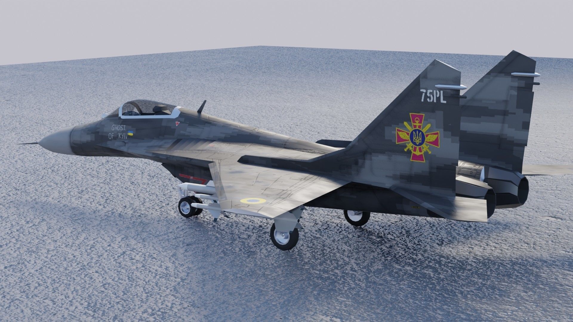 MIG-29 Fulcrum Ghost of Kyiv Low-poly 3D model_10