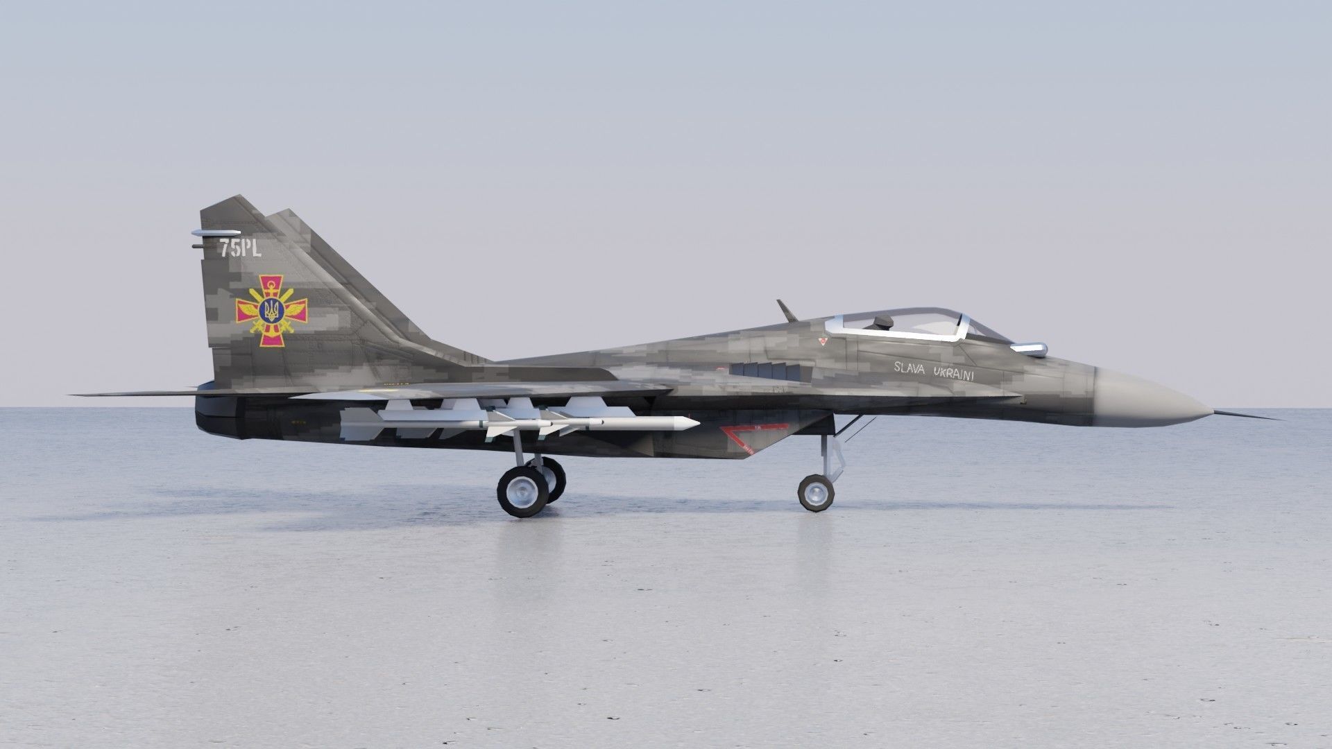 MIG-29 Fulcrum Ghost of Kyiv Low-poly 3D model_8