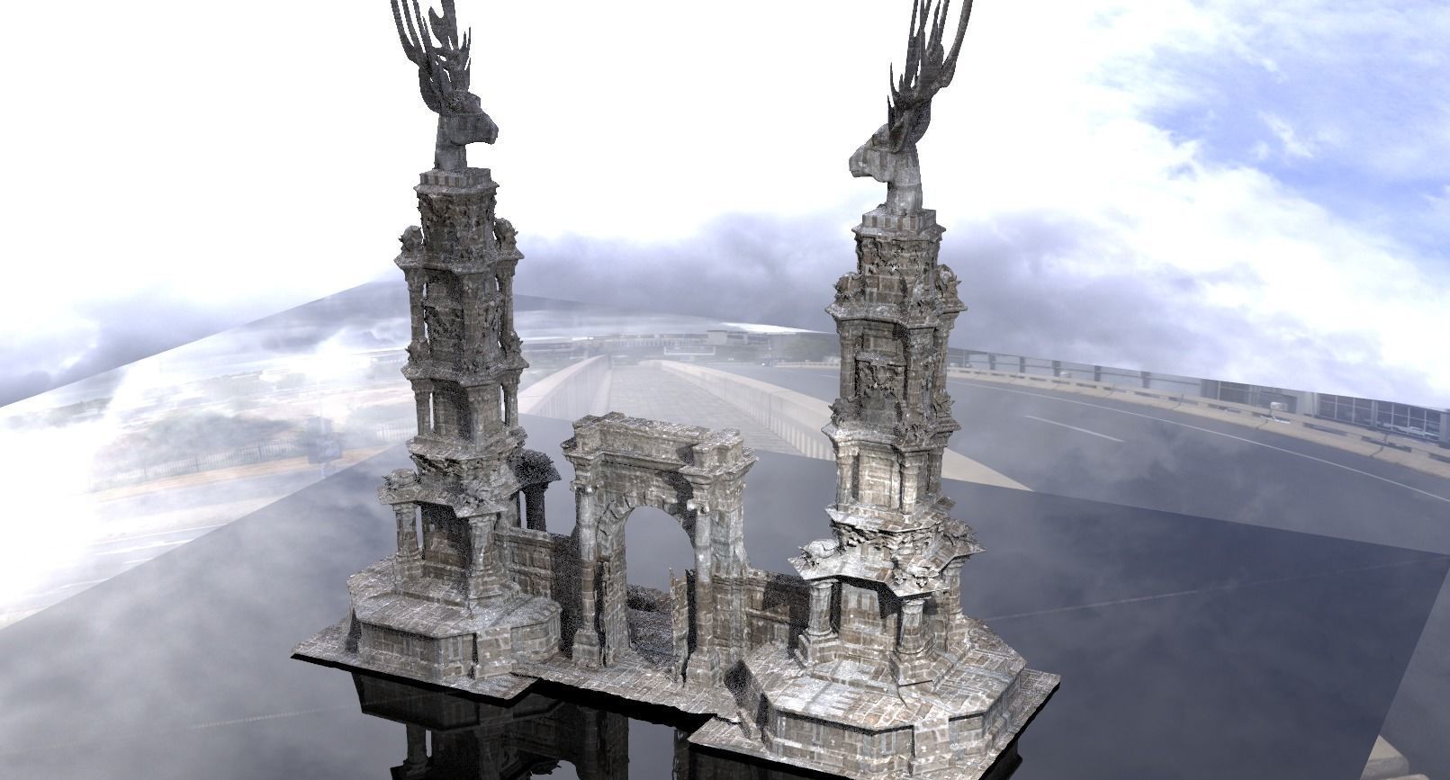 Reindeer Mansion gate 3  3D model_1