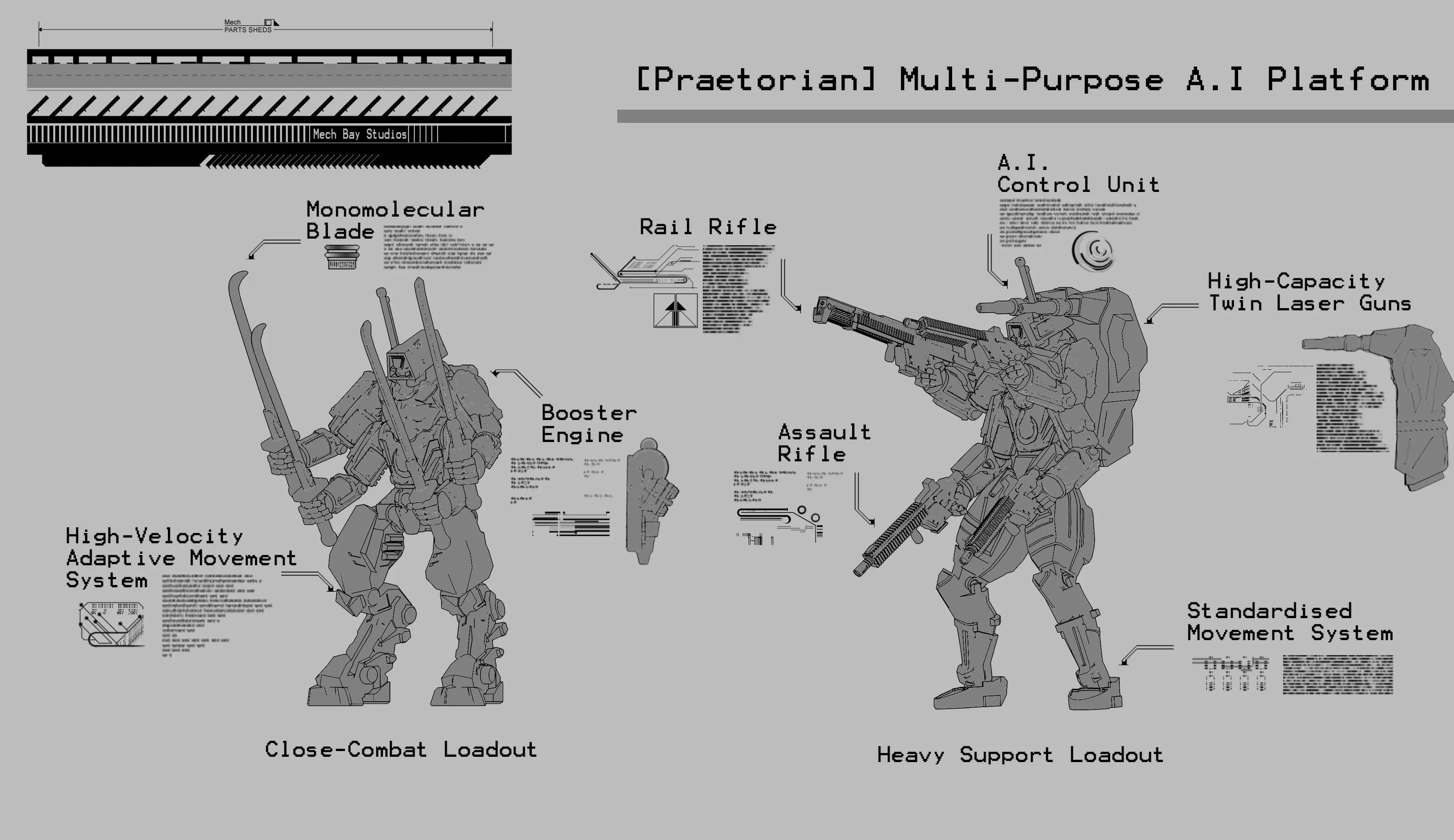 28mm Infantry Support Mech Kit - Praetorian 3D print model_0
