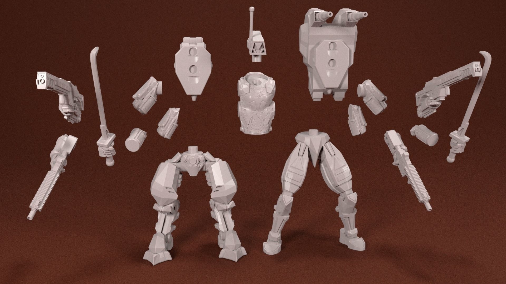 28mm Infantry Support Mech Kit - Praetorian 3D print model_3