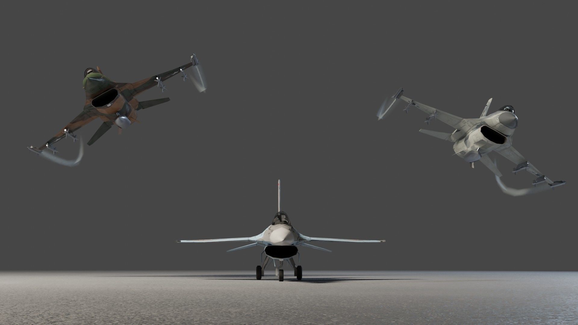 General Dynamics F-16 Falcon jet fighter Low-poly 3D model_5