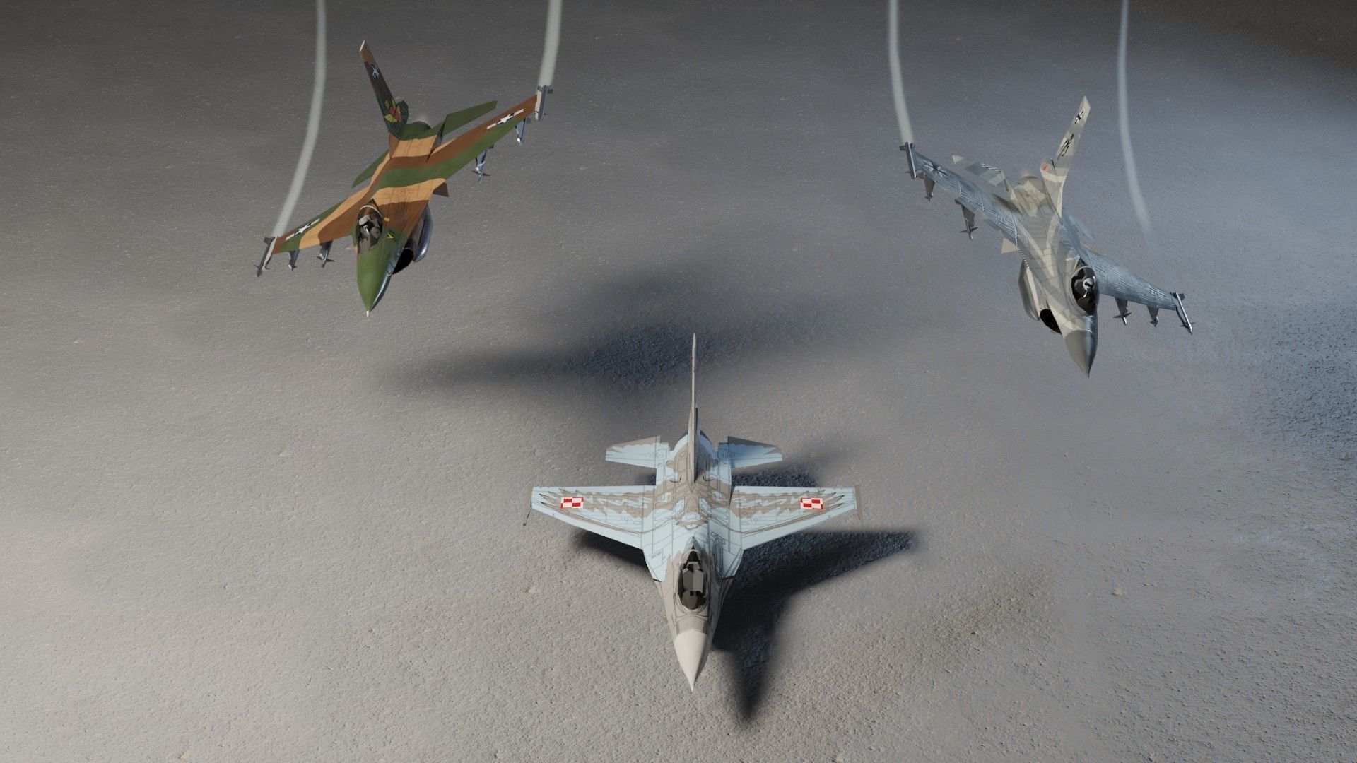 General Dynamics F-16 Falcon jet fighter Low-poly 3D model_1