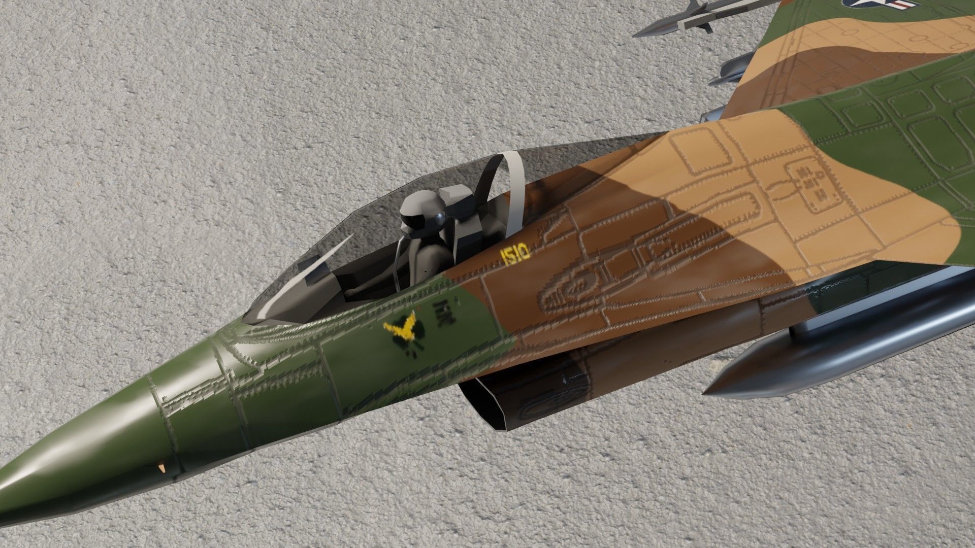 General Dynamics F-16 Falcon jet fighter Low-poly 3D model_14