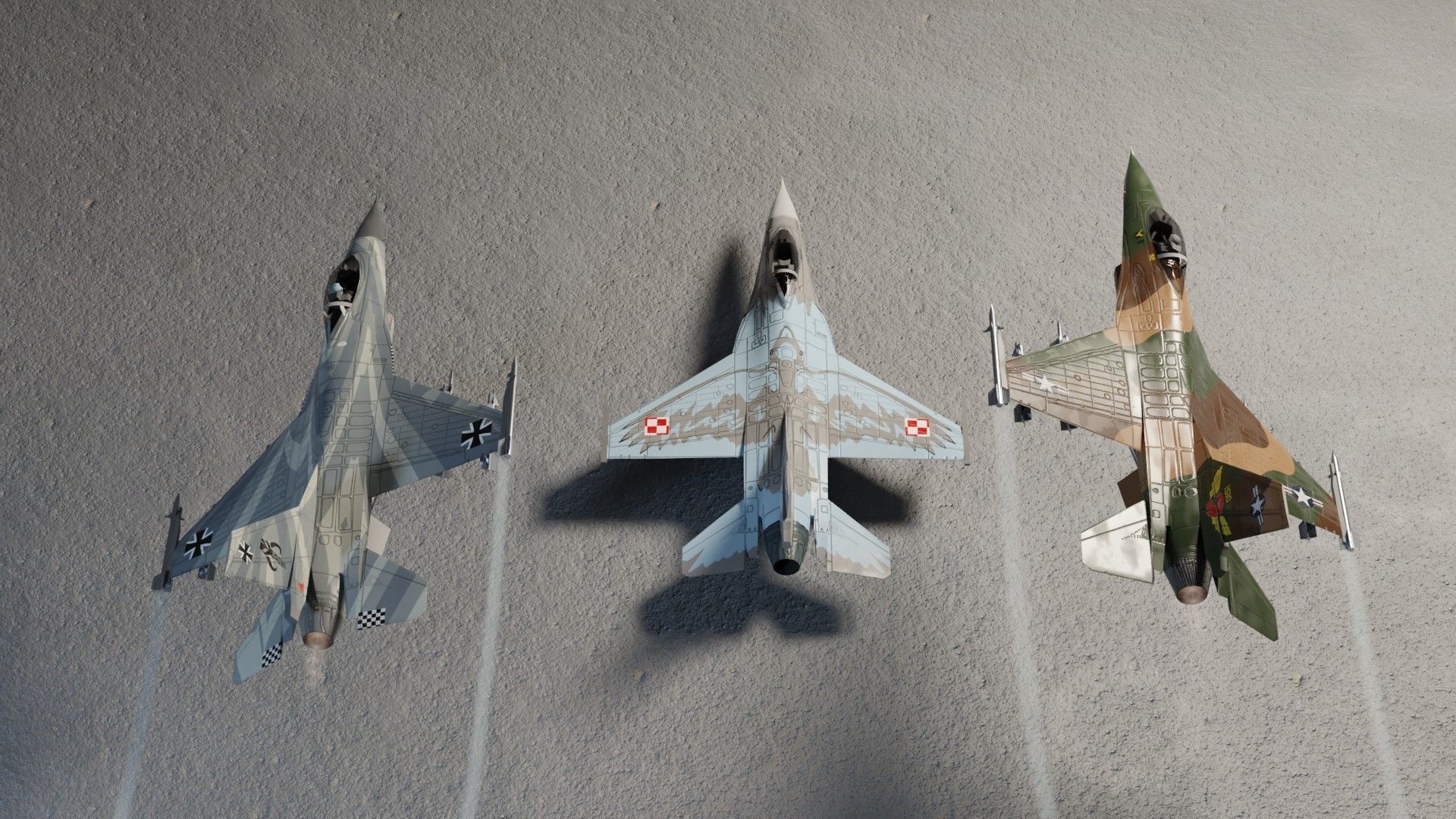 General Dynamics F-16 Falcon jet fighter Low-poly 3D model_2