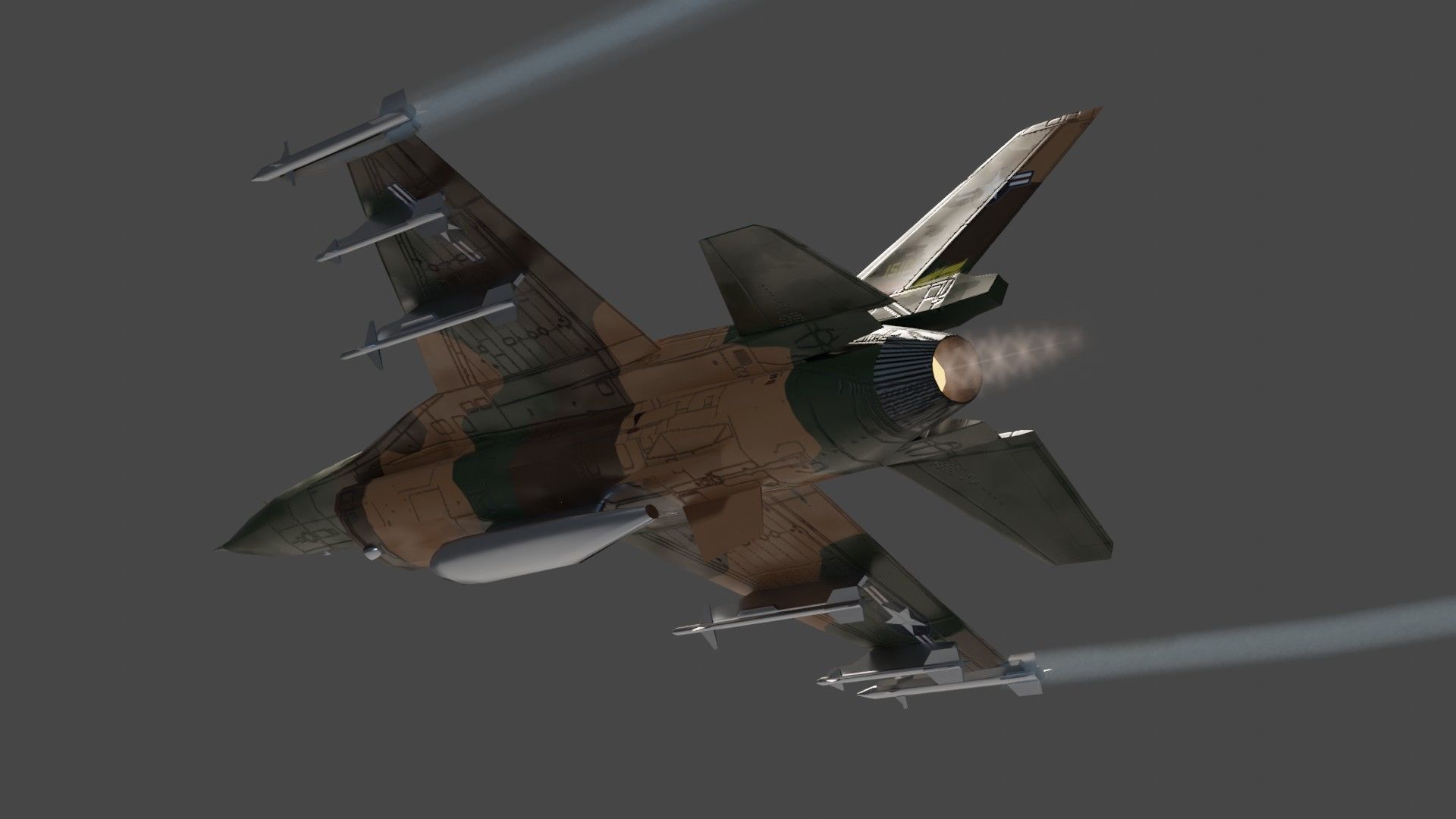 General Dynamics F-16 Falcon jet fighter Low-poly 3D model_13