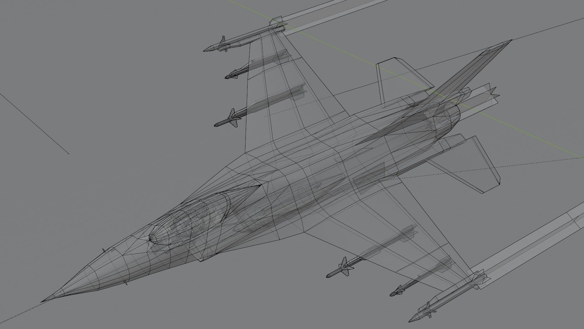 General Dynamics F-16 Falcon jet fighter Low-poly 3D model_17
