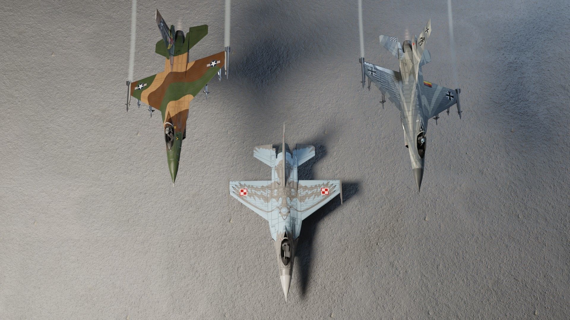 General Dynamics F-16 Falcon jet fighter Low-poly 3D model_6