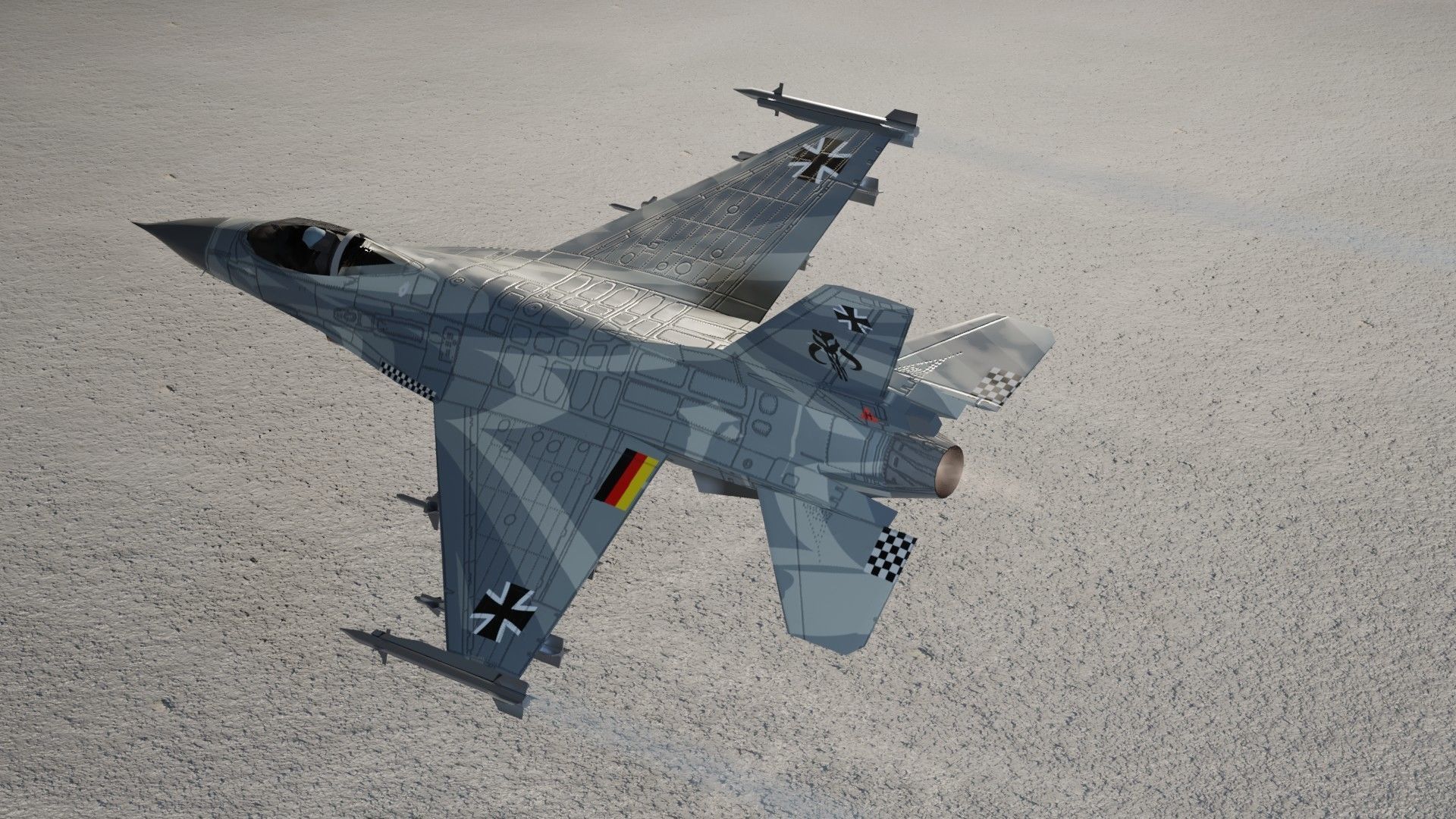 General Dynamics F-16 Falcon jet fighter Low-poly 3D model_10