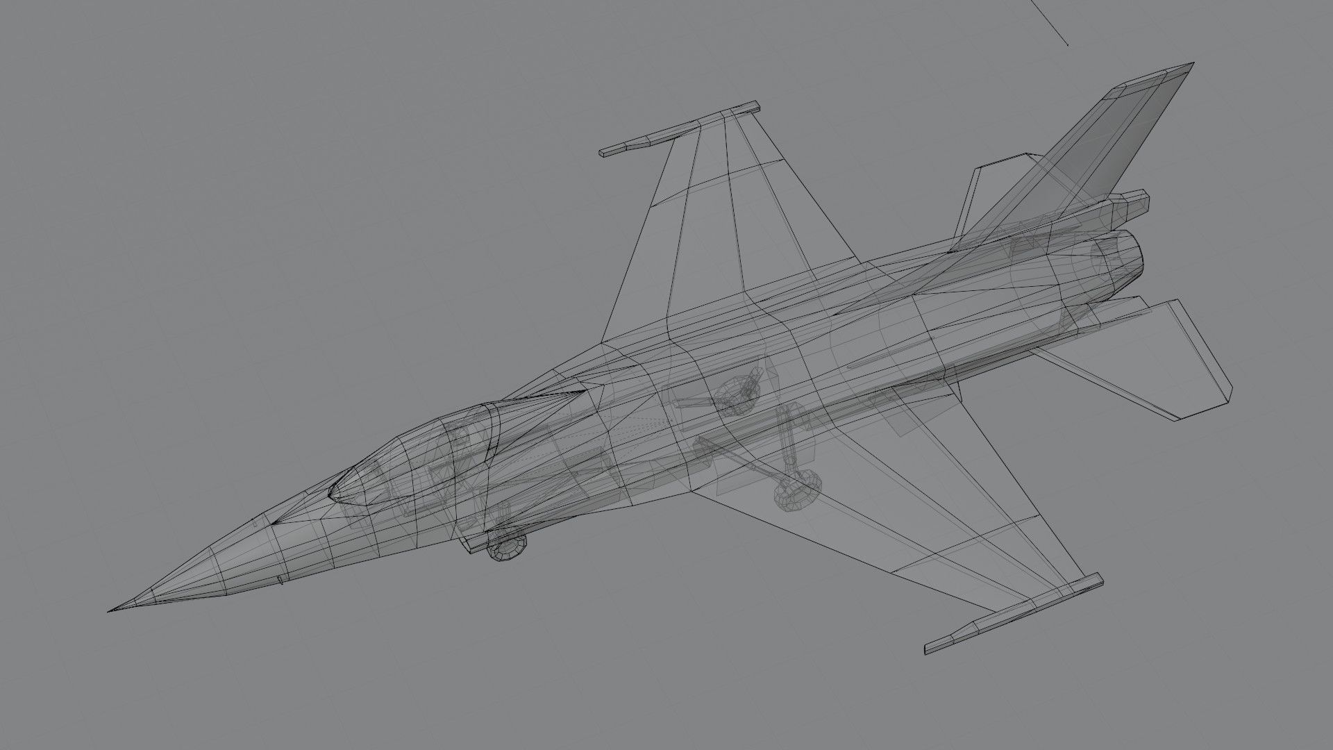 General Dynamics F-16 Falcon jet fighter Low-poly 3D model_8