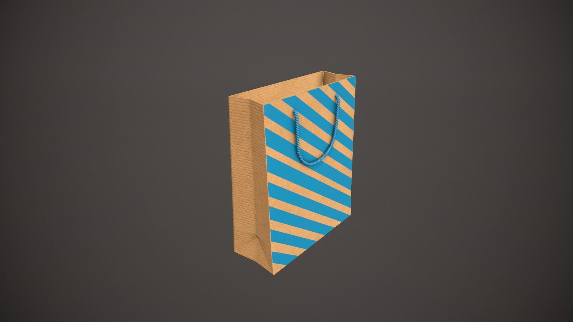Blue Striped Gift Bag Low-poly 3D model_6