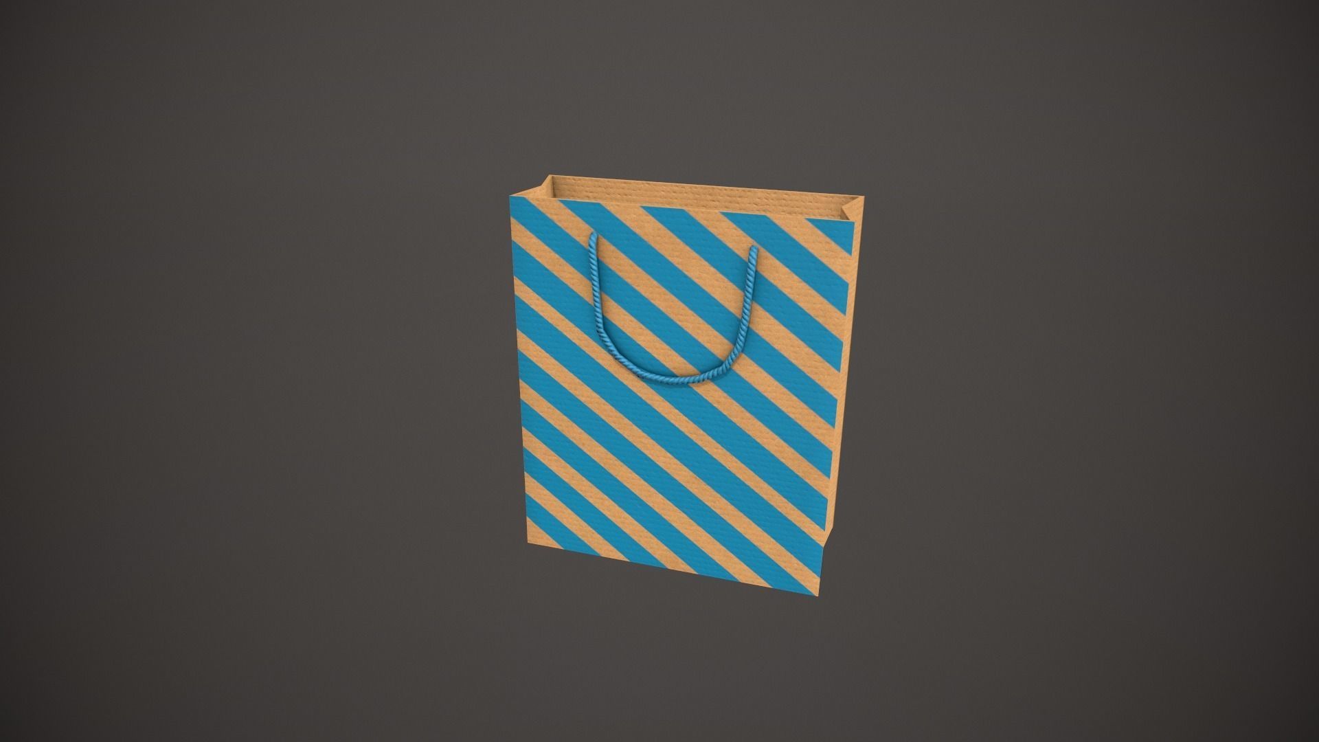 Blue Striped Gift Bag Low-poly 3D model_4