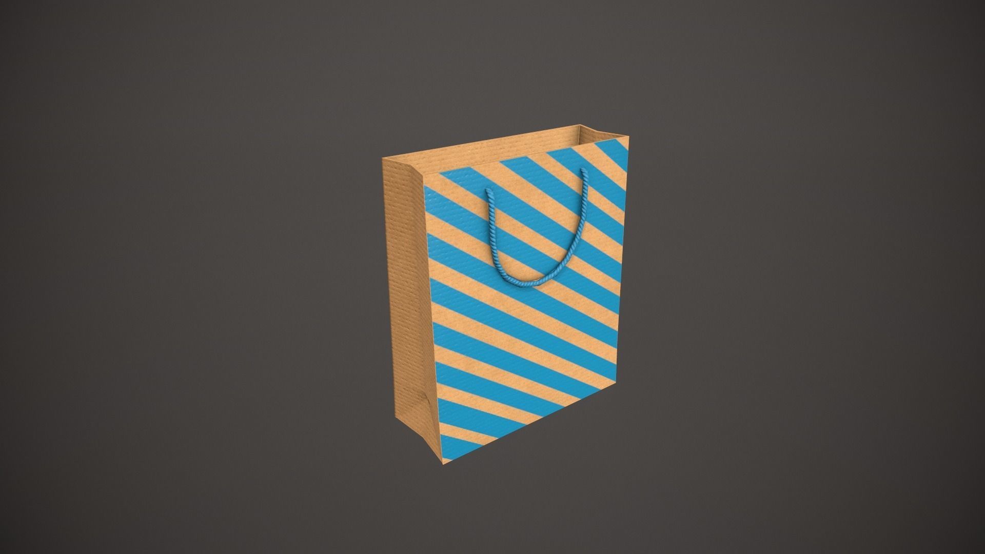 Blue Striped Gift Bag Low-poly 3D model_11