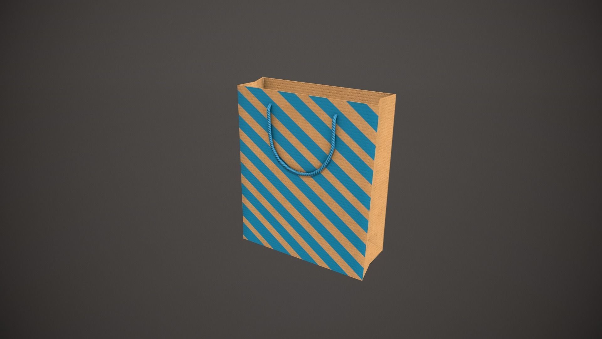 Blue Striped Gift Bag Low-poly 3D model_9
